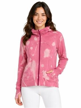 Lululemon Scuba casual full zip personalized tie-dye pink long sleeve hoodie 6
